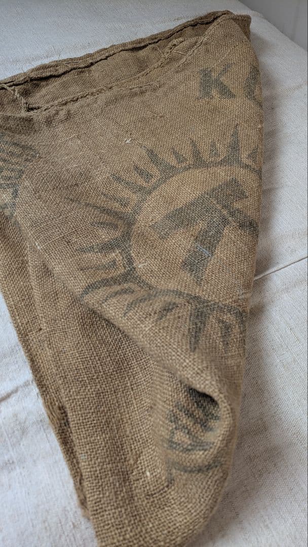 100年物 フランスアンティーク しなやか麻袋 古布 ジュート 洗濯済 c.