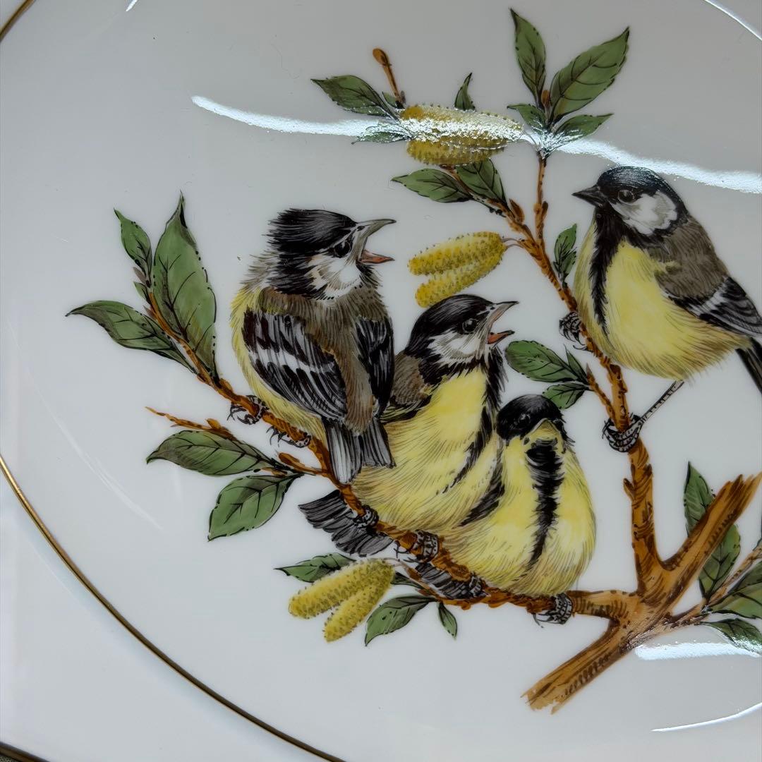 Meissen マイセン 陶板画 小鳥　陶板 画 小鳥 額 付き鳥 花 絵