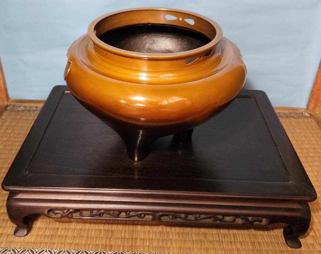 宣徳朝鮮風呂釜　浄雲作　専用木箱付き