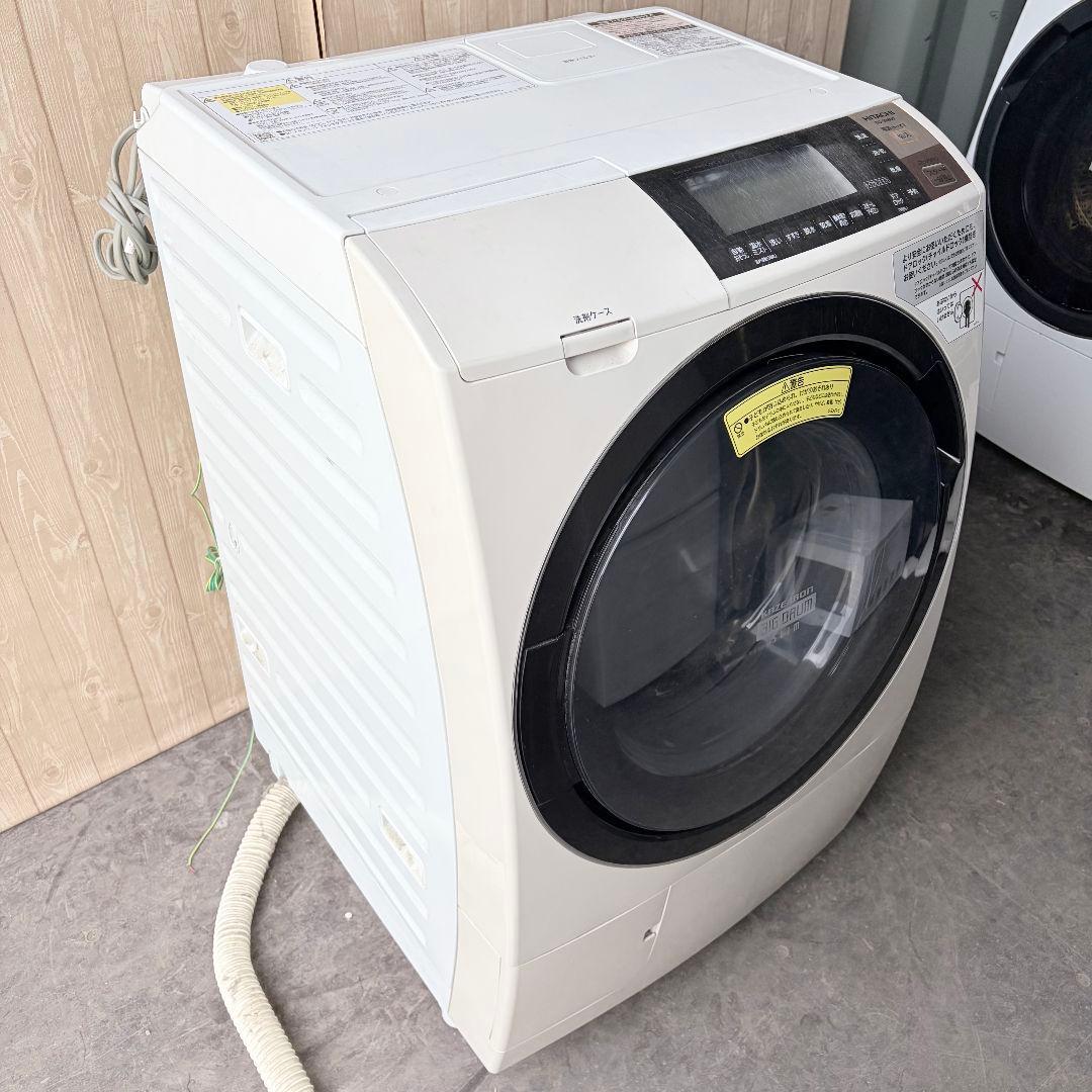 配送設置無料！純正日立ビッグドラム・風アイロンでシワなしドラム式洗濯機！完動品！