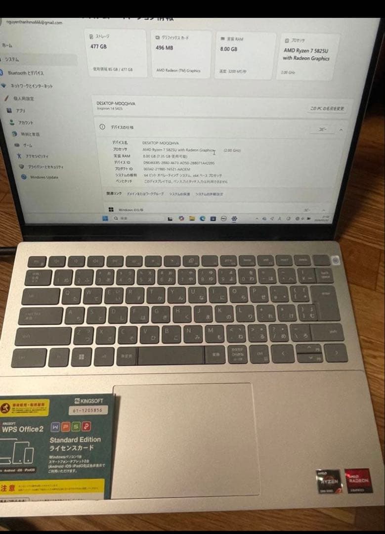 Windowsノート本体 Dell Inspiron 14 5425 Ryzen7