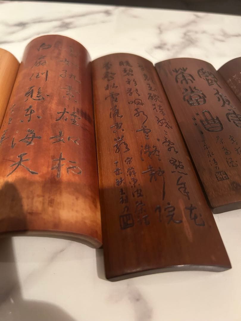 茶道具　煎茶道具　茶合　竹彫刻　竹工芸　7本まとめ売り