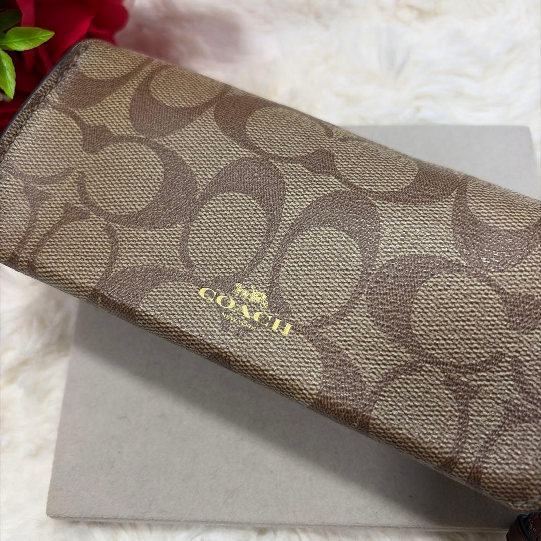 coach コーチ　シグネチャー　メガネケース　ターンロック　ゴールド金具