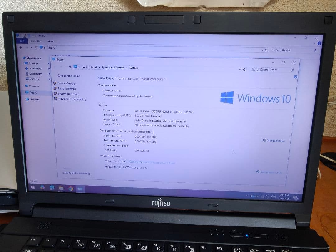 Fujitsu ノートPC 15.6インチ Intel Core i5