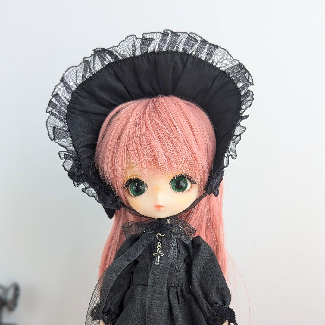 1162【ハルモニアブルーム アウトフィット】黒のロングドレスとハーフボンネット