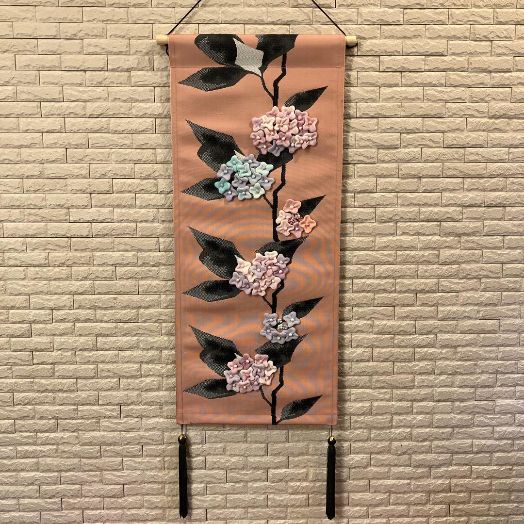 ちりめん細工　紫陽花のタペストリー