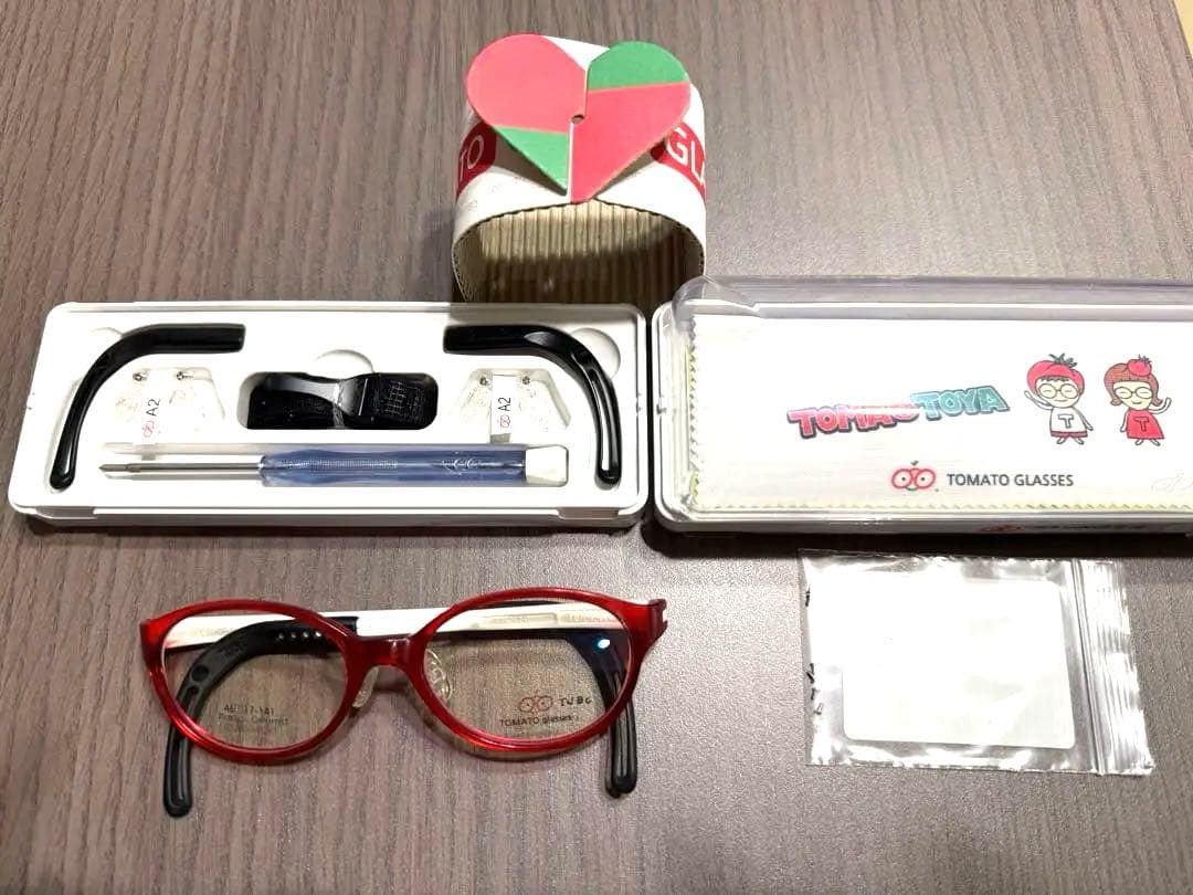 【廃盤・新品】TOMATO GLASSES TJBC9 赤×白メガネ ケース付き
