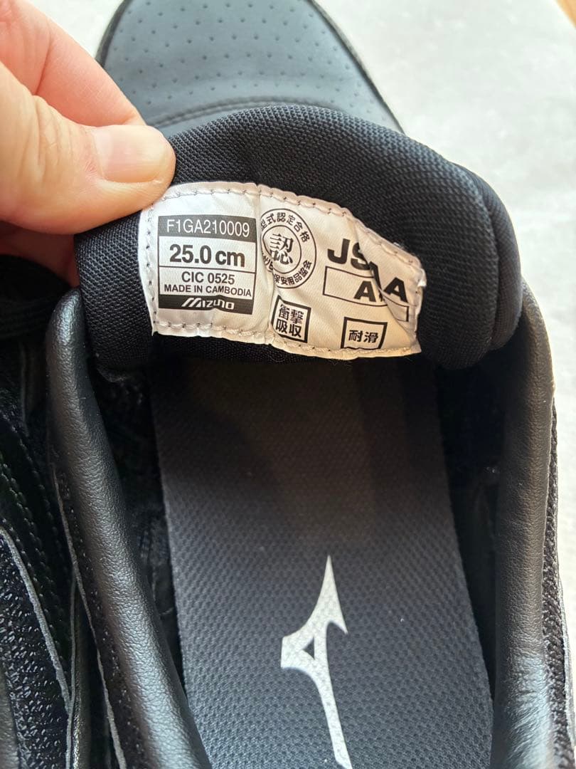 MIZUNO 安全靴　25㎝　ブラック　軽量 LSII 11L JSAA