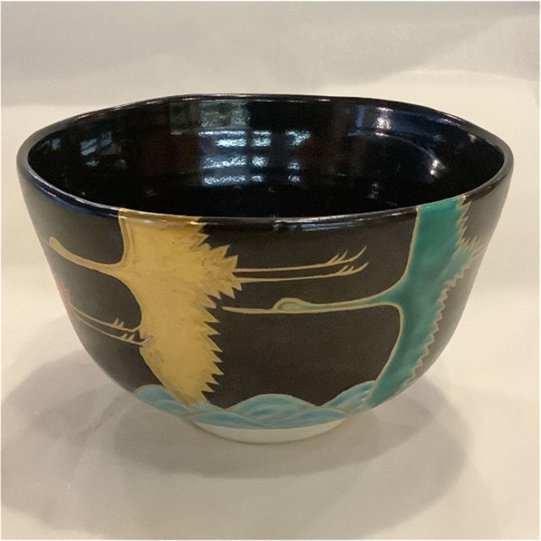 【茶道具】加藤利昇 鶴の絵茶碗