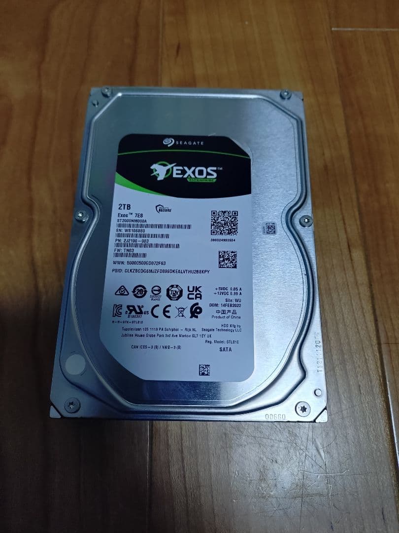 ほぼ新品3.5インチHDD 2TB NAS用 高耐久品 エンタープライズモデル