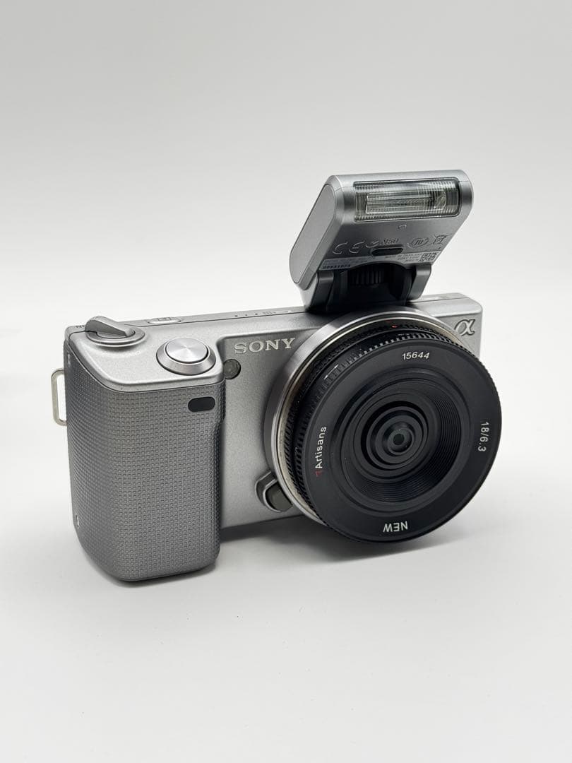 Sony NEX-5 シルバー キタムラ購入 純正フラッシュ付 レンズ付