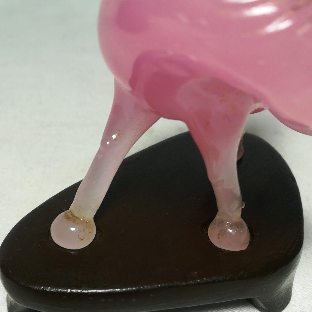 ピンククォーツ　水晶　馬　台座付　置物