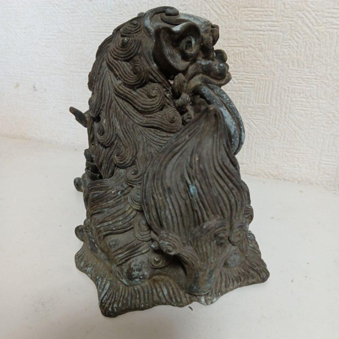 青銅製 獅子と子獅子の置物