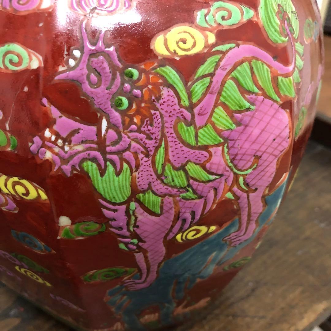 中国美術　雍正年製　清時代　壺　花瓶　八角