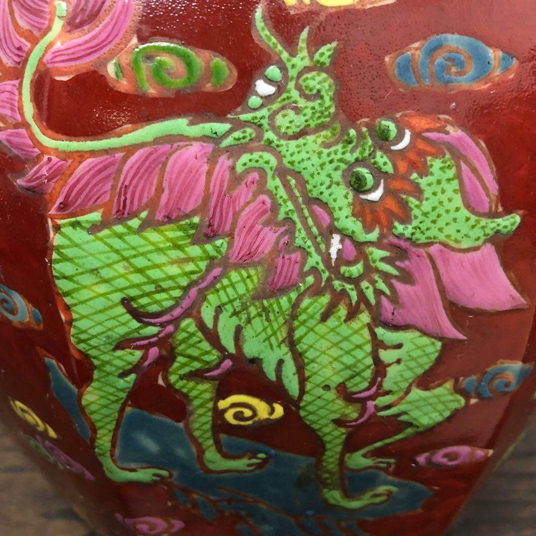 中国美術　雍正年製　清時代　壺　花瓶　八角
