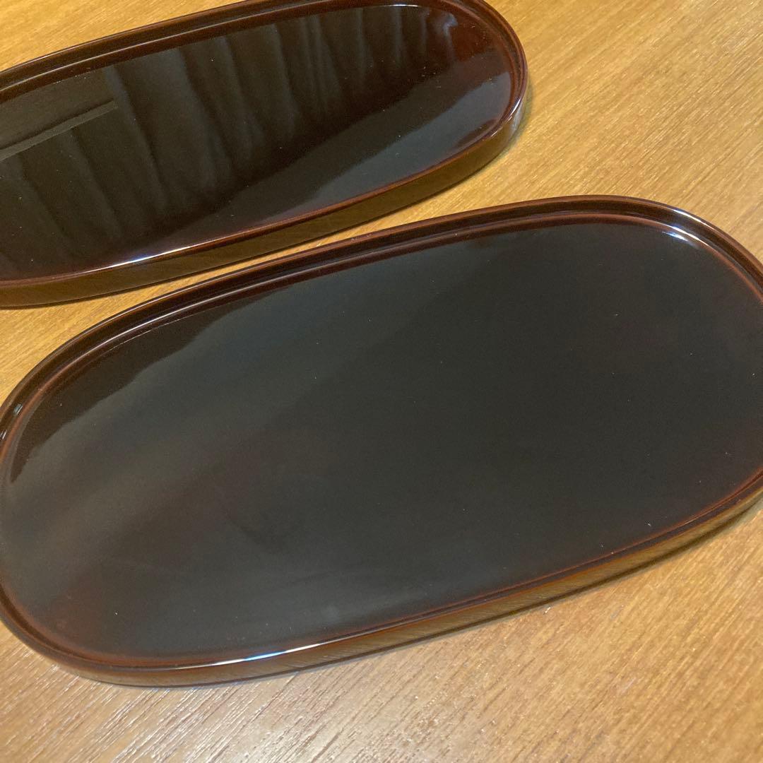 漆器 楕円形皿 5枚セット 木箱入り 越前塗