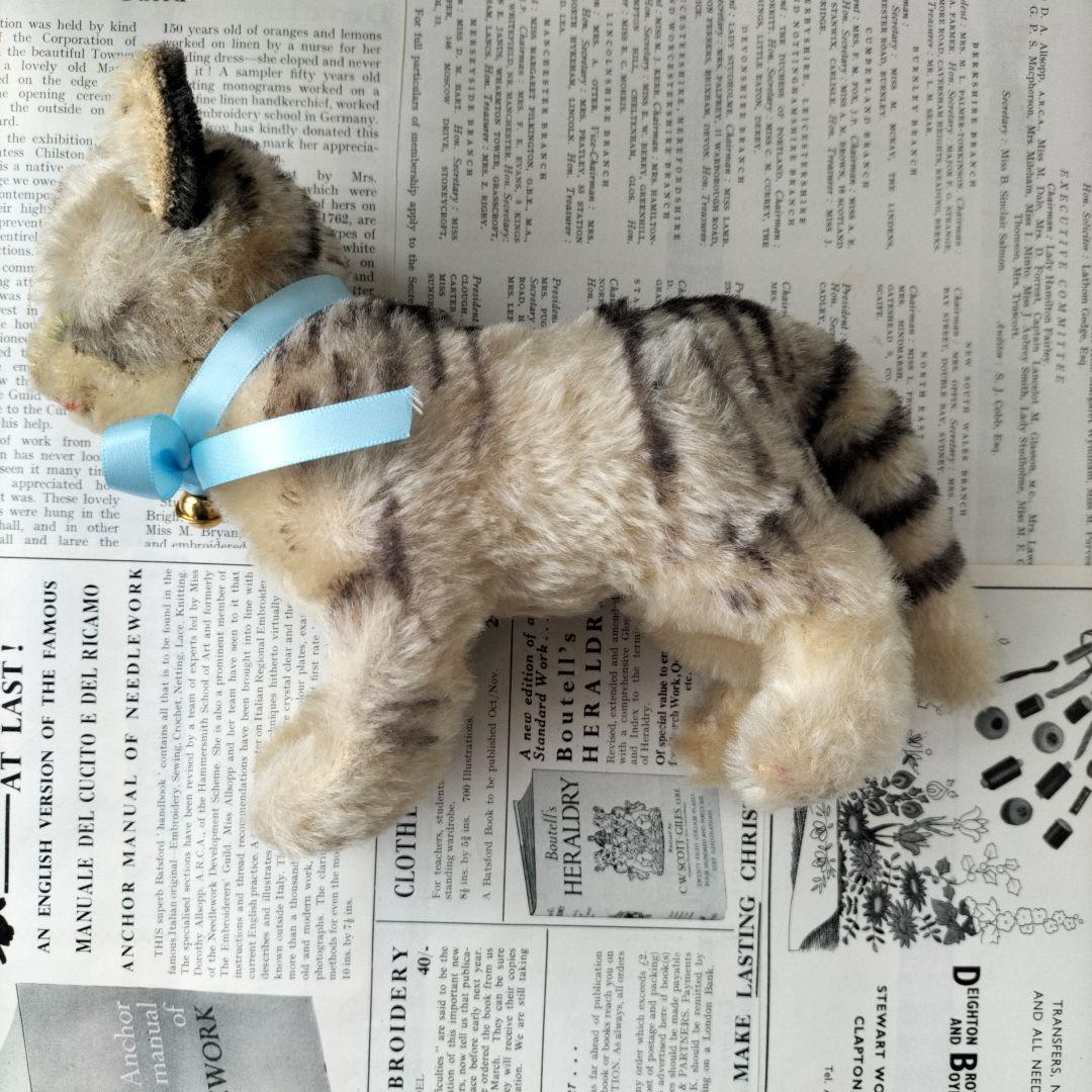 ビンテージ　シュタイフ　Tabby キャット　猫