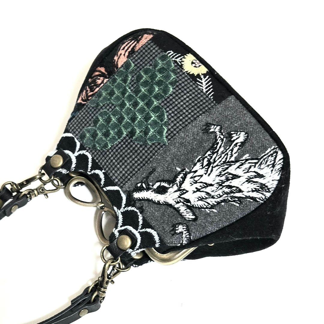 ミナペルホネン　ハンドメイド　あおりがま口ポーチ