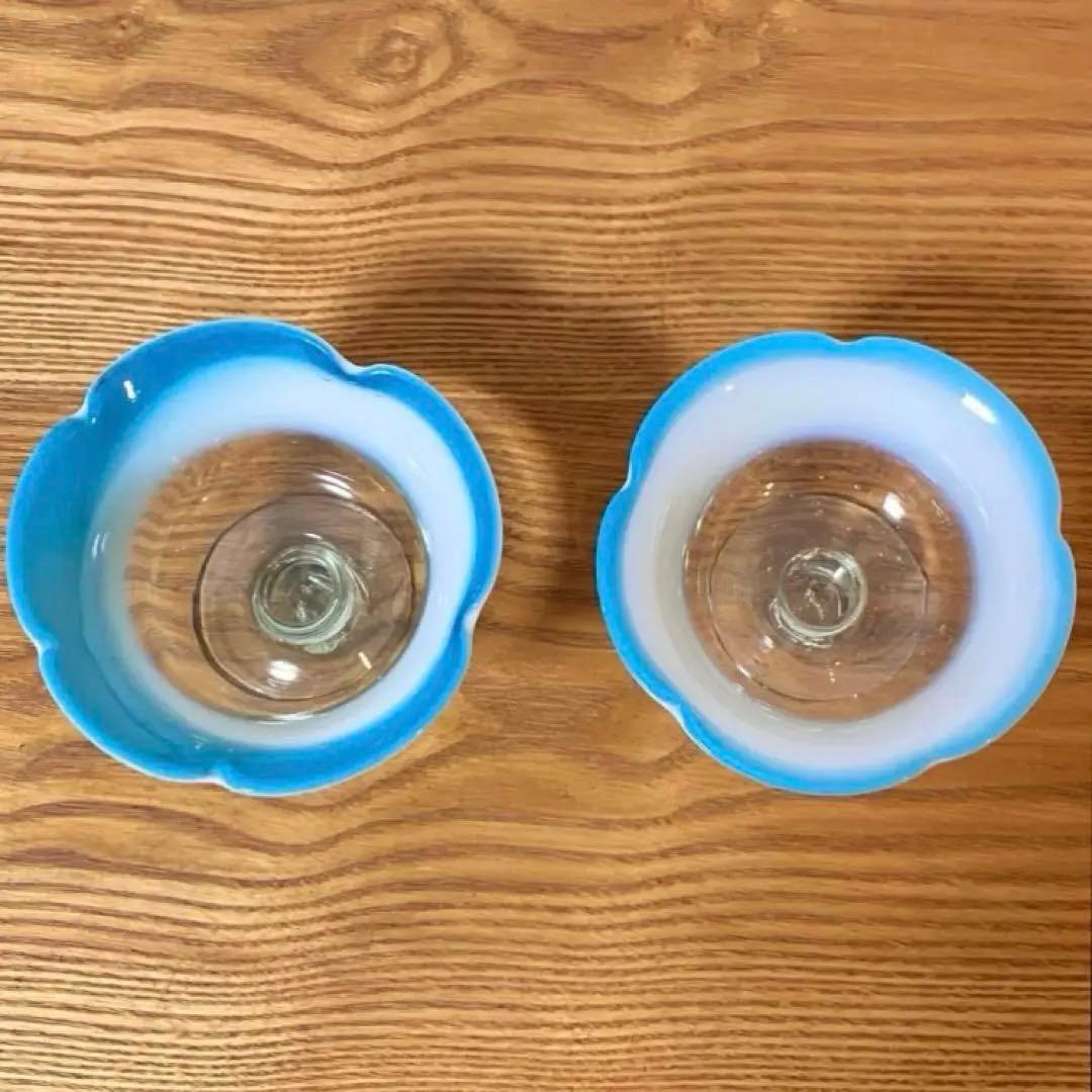大正ガラス 和ガラス 骨董 氷コップ 氷カップ デザートグラス 乳白色