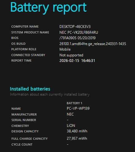 Windowsノート本体 NEC VersaPro VK20LF-U i3 6006U/4GB