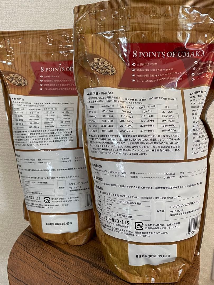 うまか ドッグフード 1.5kg×2袋