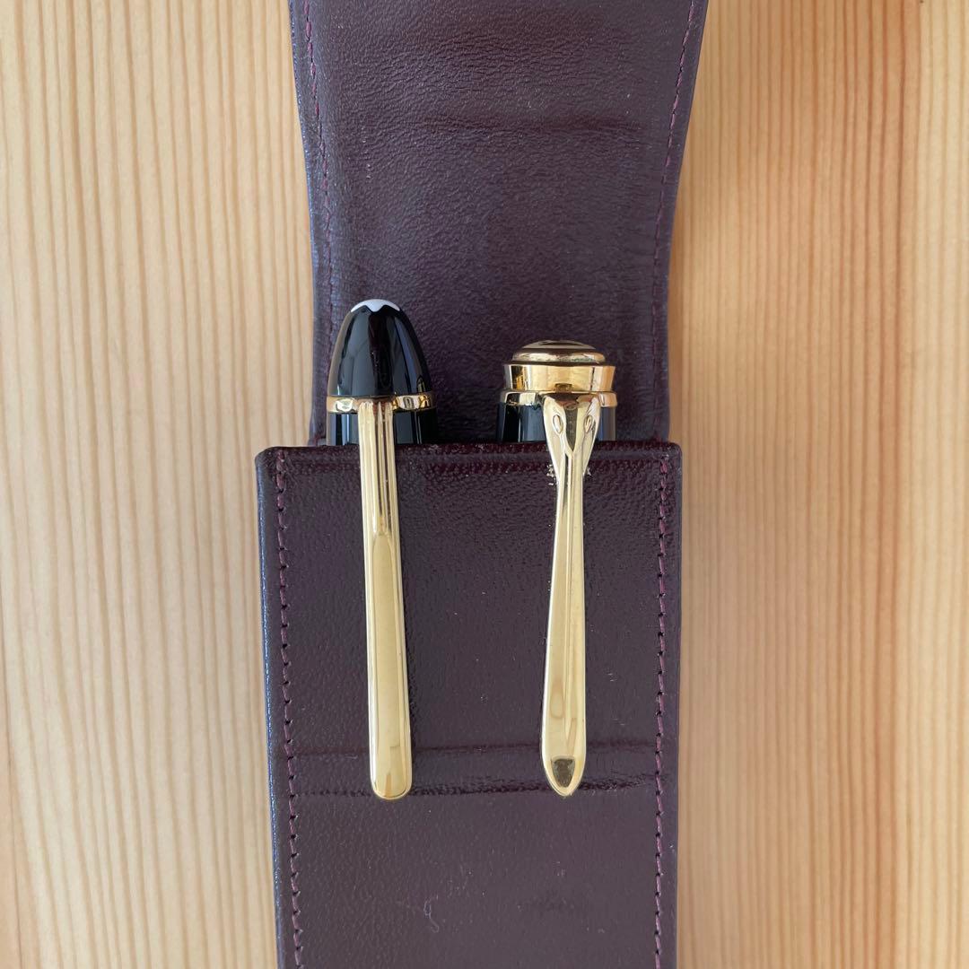 【希少】MONTBLANC モンブラン ペンケース 2本用 ボルドー 本革