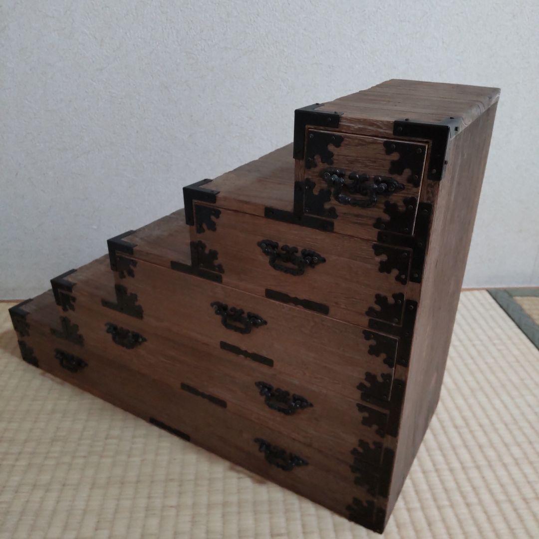 階段型木製箪笥　ミニタンス　アンティーク　レトロ