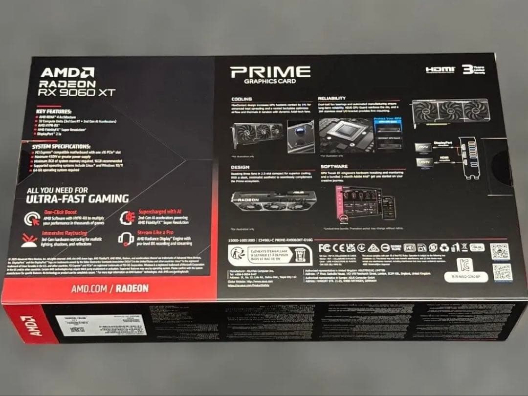 新品 保証付 ASUS RX 9060 XT 16GB OCモデル PRIME
