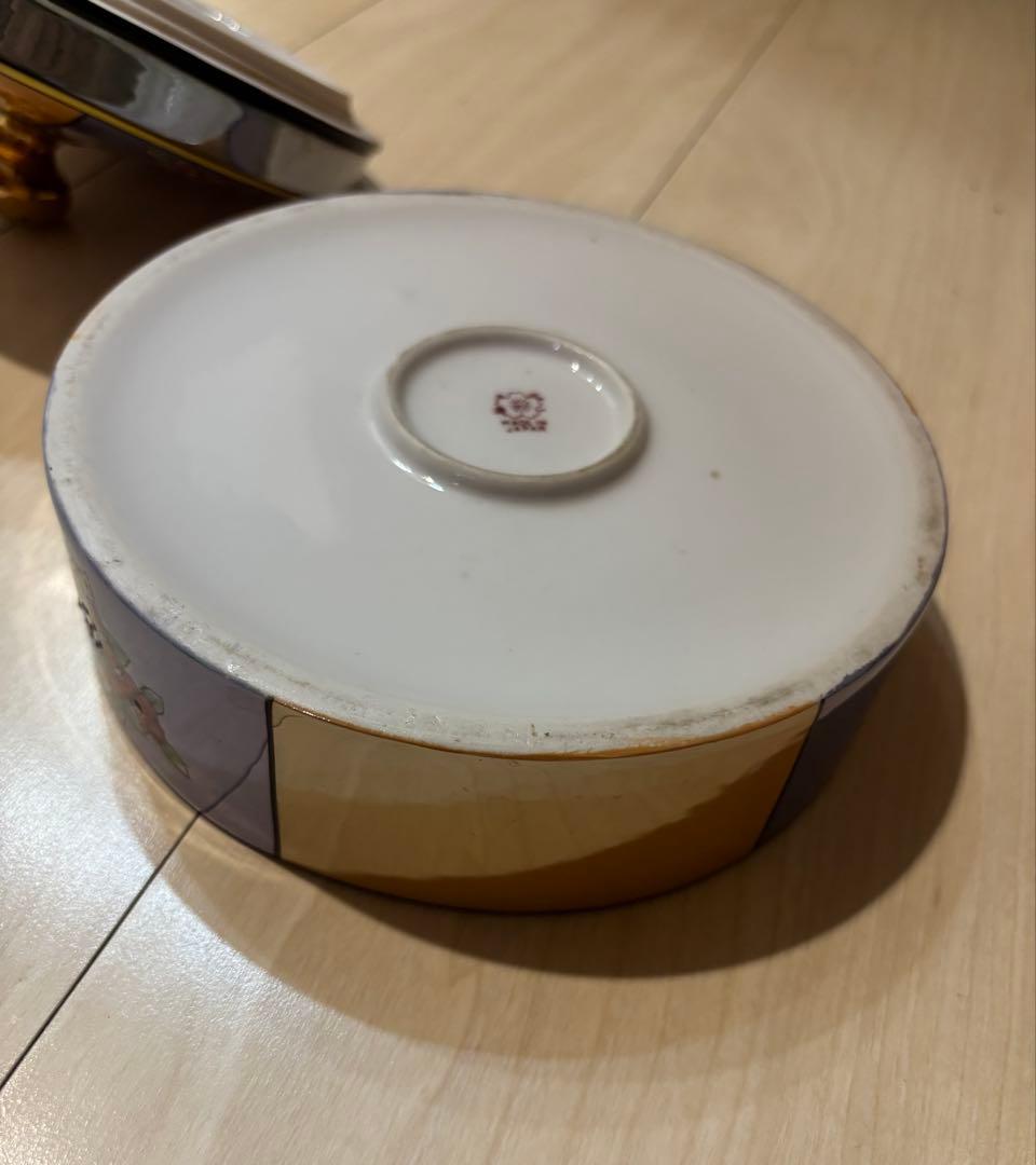 [希少] オールドノリタケ 桜印 アンティーク 花柄陶器ボックス