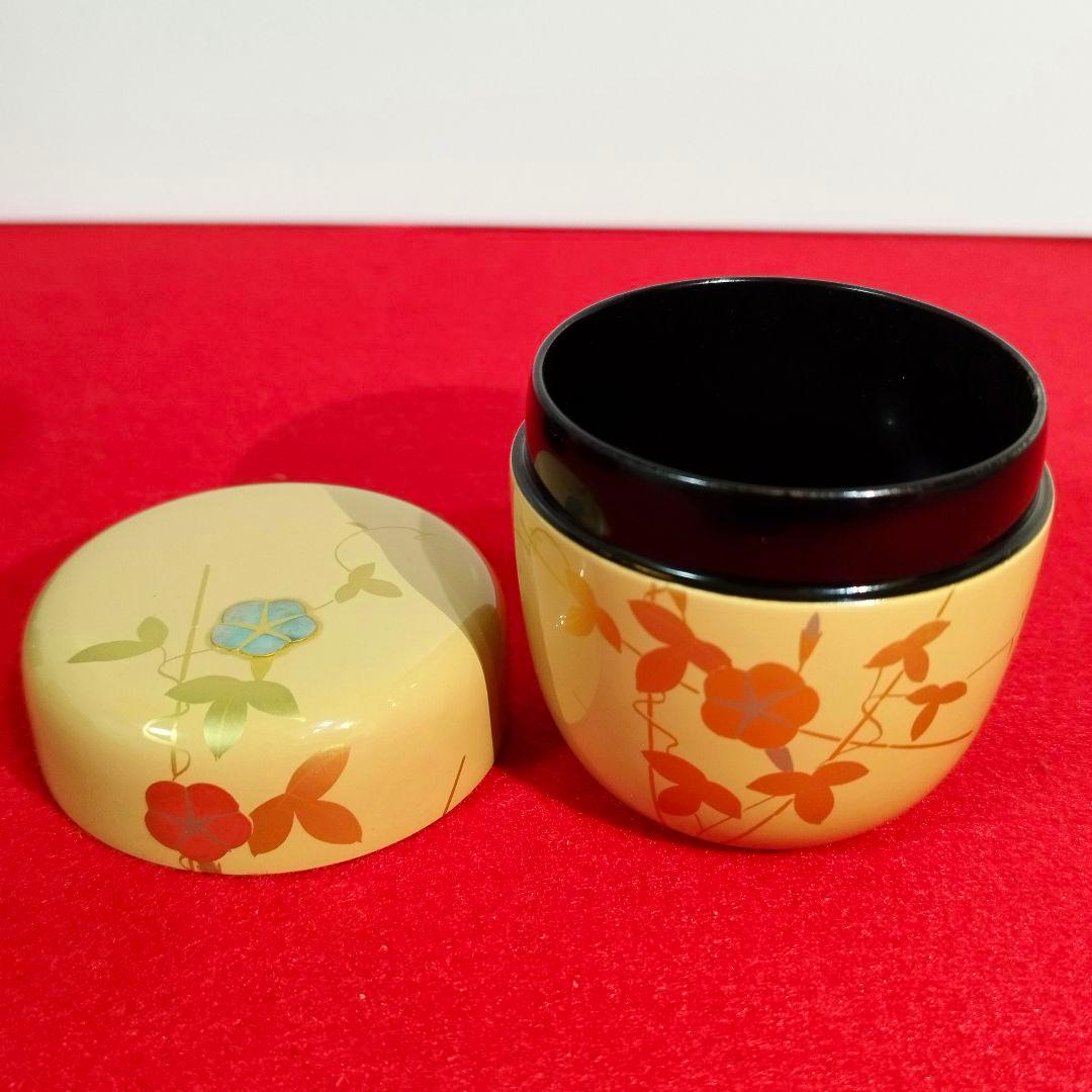 山中塗 蒔絵師 中村湖彩作 四季中棗 四点セット 共箱・共布【茶道具】