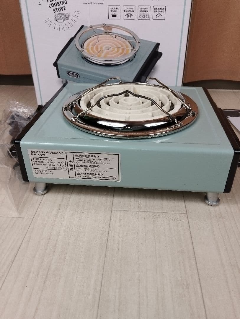 極美品　TOFFY 卓上電気コンロ 800W ペールアクア　箱あり　説明書あり