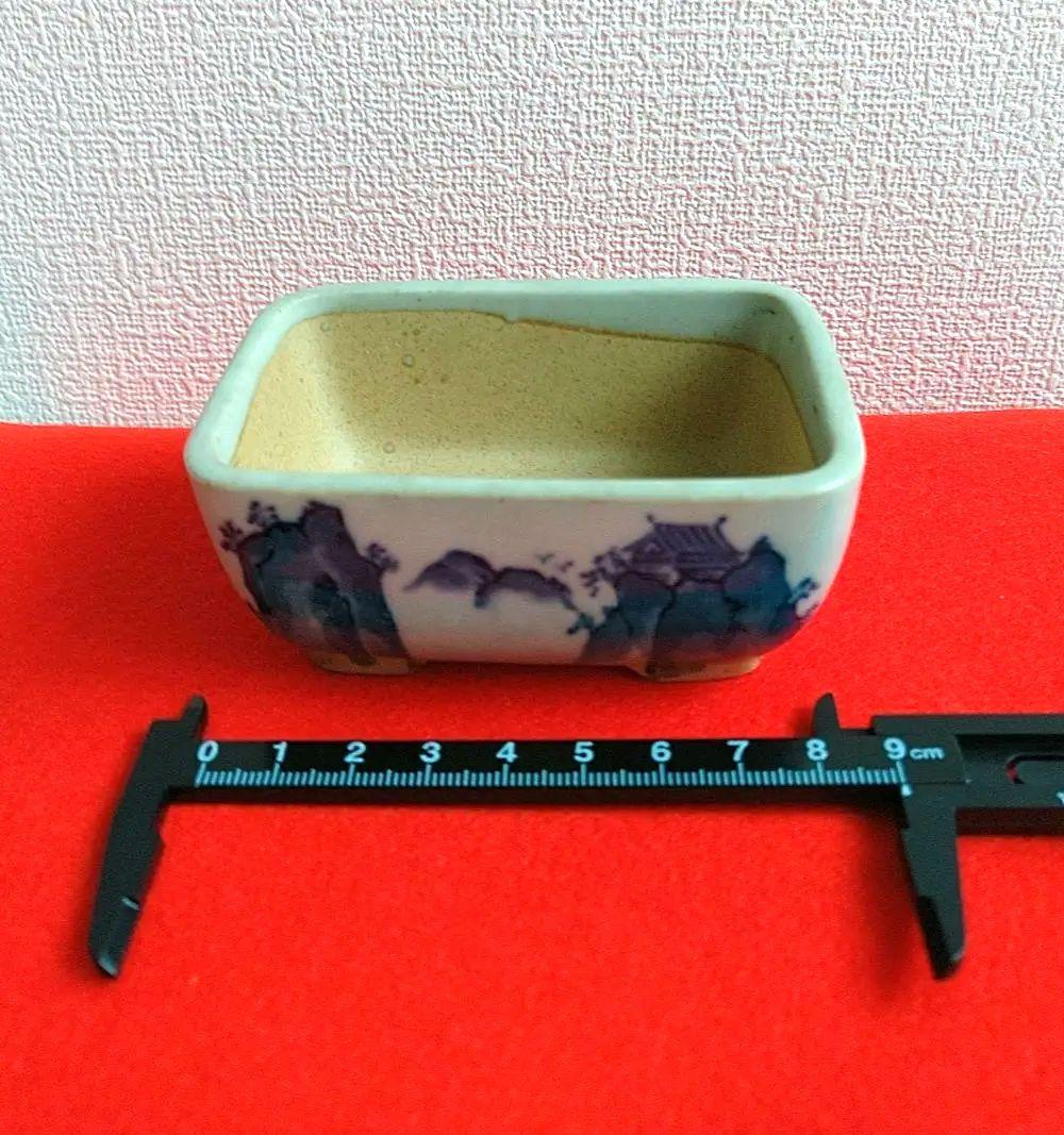 昭和レトロ 豆盆栽鉢 豆鉢 ミニ盆栽 陶器 染付など 6個セット 落款 焼印あり