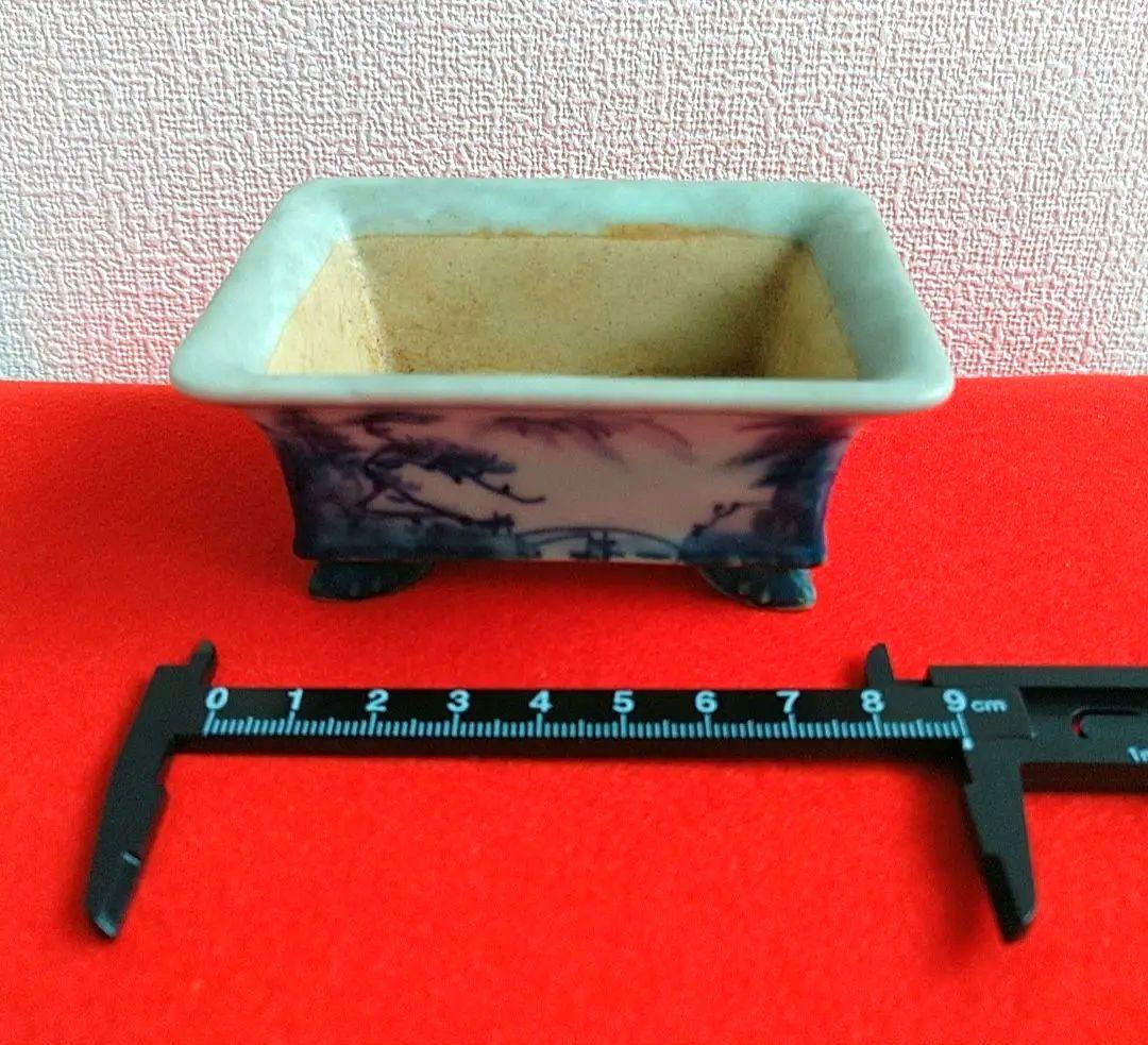 昭和レトロ 豆盆栽鉢 豆鉢 ミニ盆栽 陶器 染付など 6個セット 落款 焼印あり
