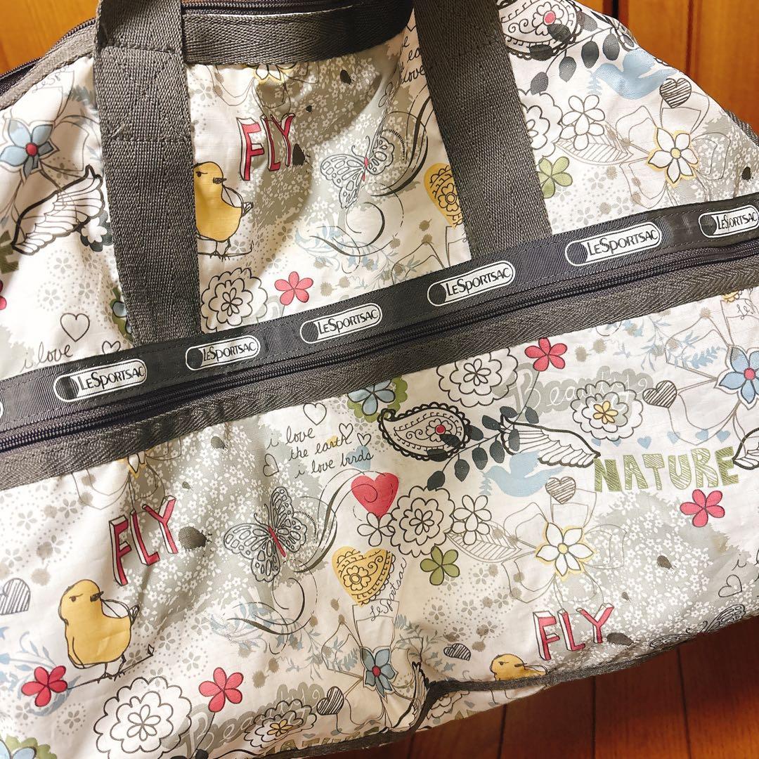 LeSportsac ボストンバッグ 鳥と花柄