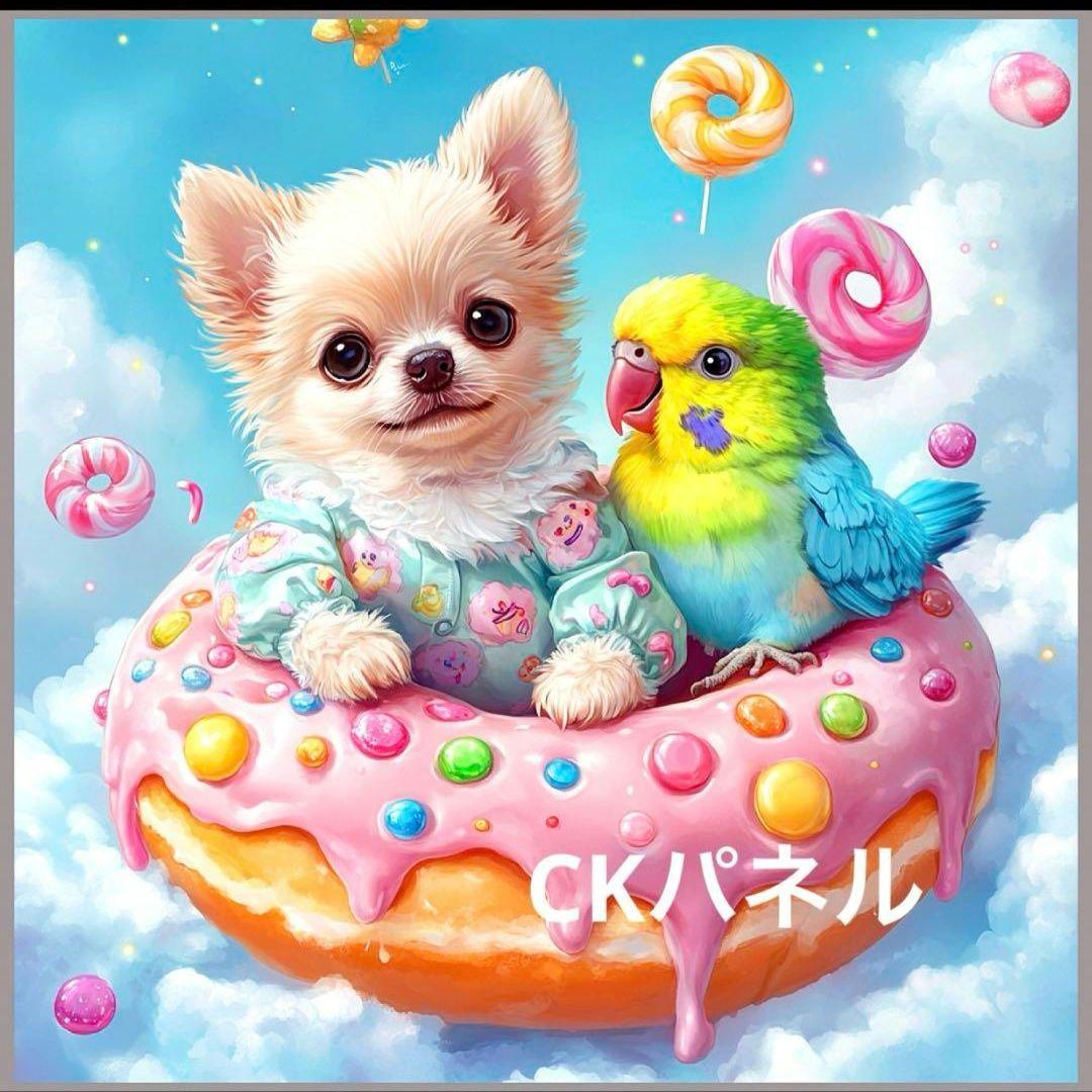 激レア限定10枚チワワとインコスイーツパネル生地　ハンドメイド
