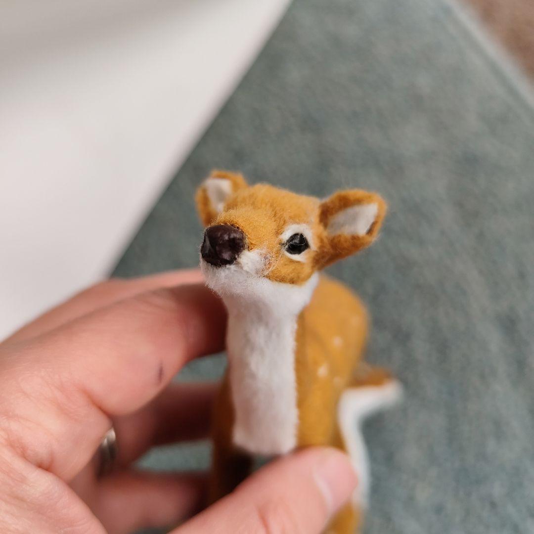 動物フィギュア　イギリス　フェルト製　鹿の親子　バンビ　アンティーク