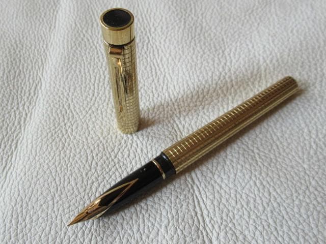 1970年代◆シェーファー タルガ 金張り 格子柄 インレイニブ14K ペン先F