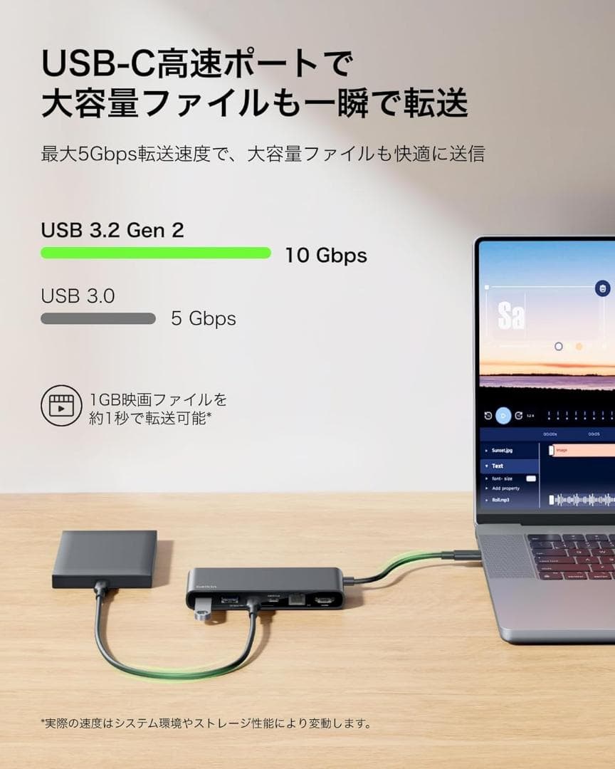 【Belkin 最新商品・8-IN-1】マルチポートハブ USB-C 4K@60