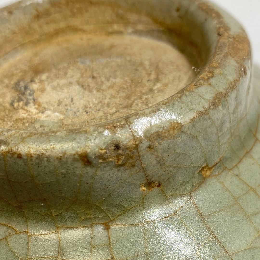 中国明時代　七官青磁人形手　茶碗　トヒオヒ　幅14㎝ 東S8-0401☆2F