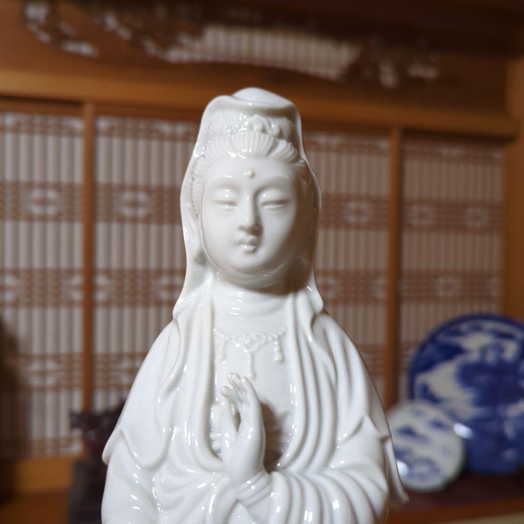 骨董品　陶芸　九谷焼　陶器置物　神像　仏像　白磁観音菩薩像