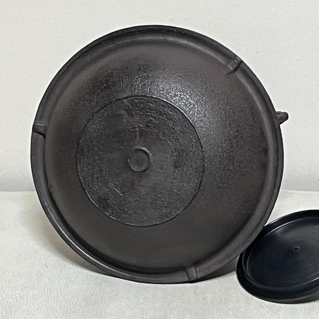 角谷莎村 朝鮮真形釜 共箱 (兄 人間国宝 角谷一圭) 茶釜 茶道具 k3694