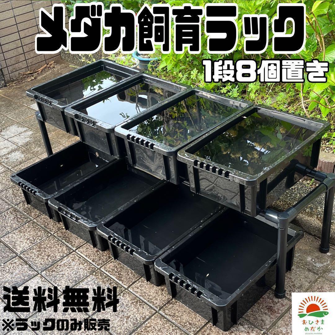 ★メダカ飼育ラック　黒1段8個置き★ めだか飼育棚 NVBOXビオトープsj