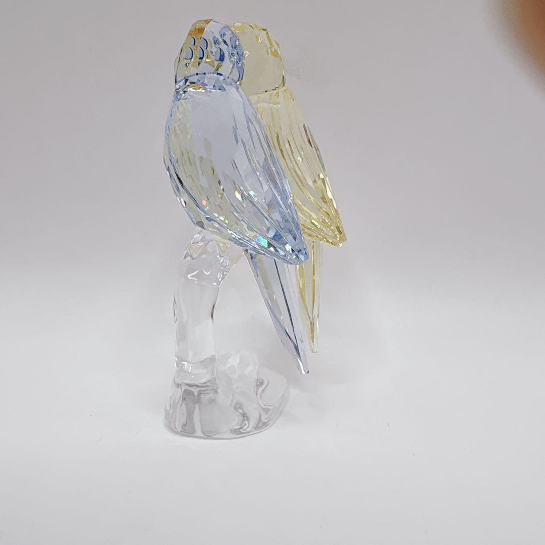 【高級】スワロフスキー クリスタル　セキセイインコ 台座 鳥 置物 インテリア