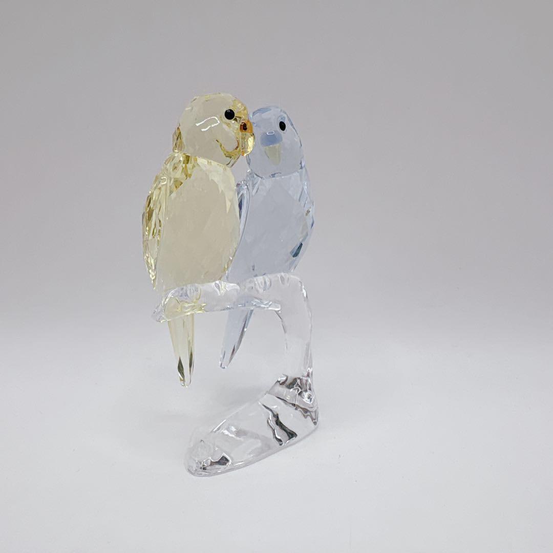 【高級】スワロフスキー クリスタル　セキセイインコ 台座 鳥 置物 インテリア