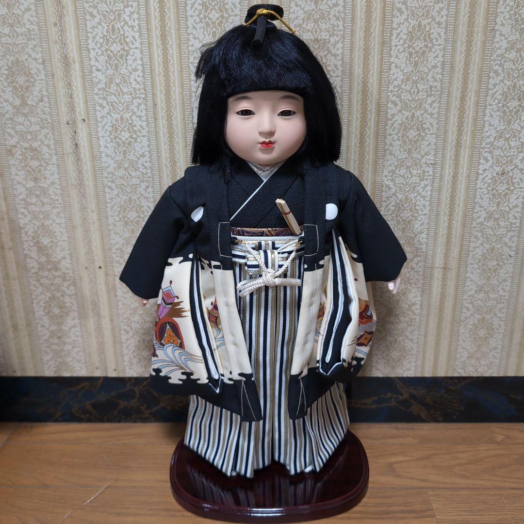 美品 市松人形 松月作印 手猫金彩 別染友禅 2体セット 日本人形