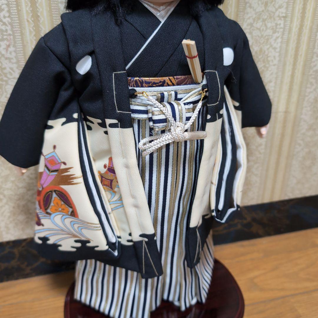 美品 市松人形 松月作印 手猫金彩 別染友禅 2体セット 日本人形