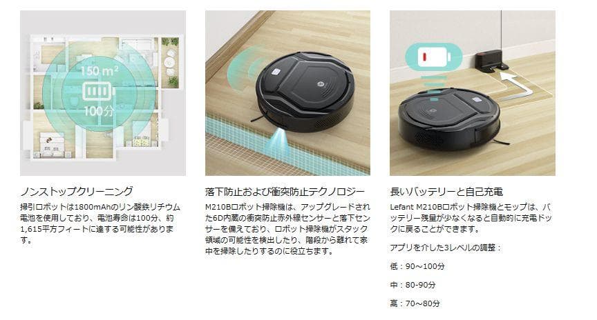 新品 ロボット掃除機 Lefant M210B お掃除ロボット 充電ドック付き