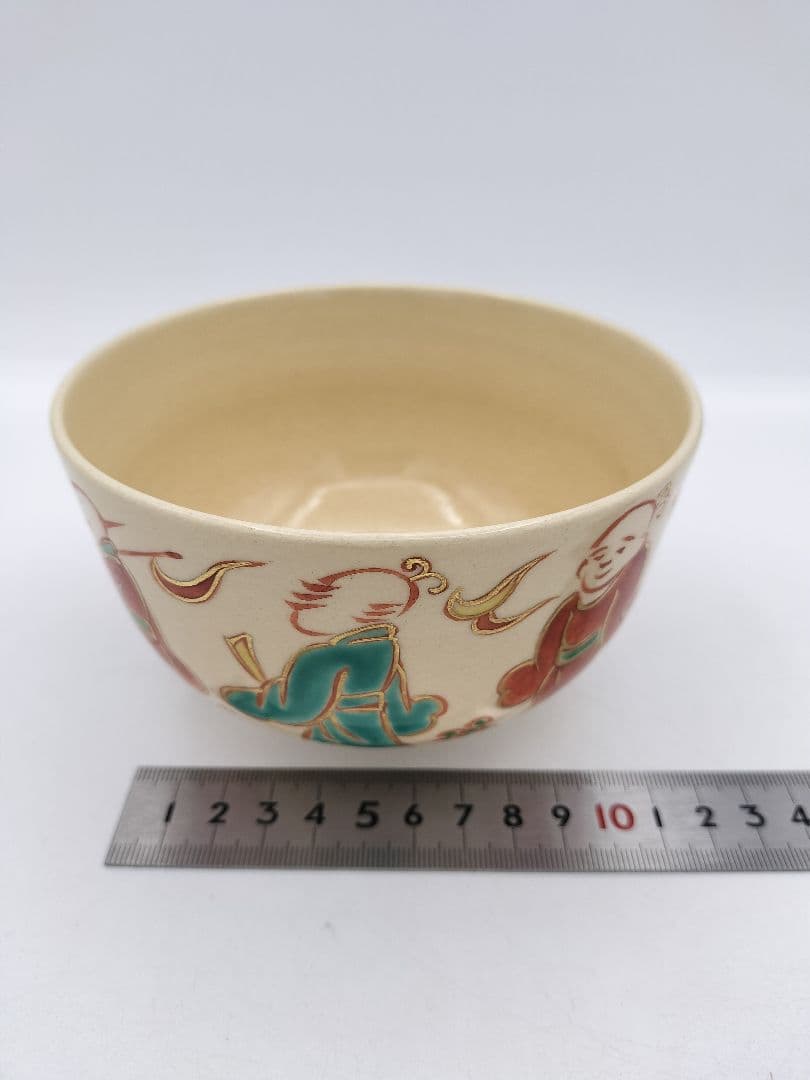 c313 茶碗 仁清写 八仙人 高台寺窯 木箱 茶道具 古物
