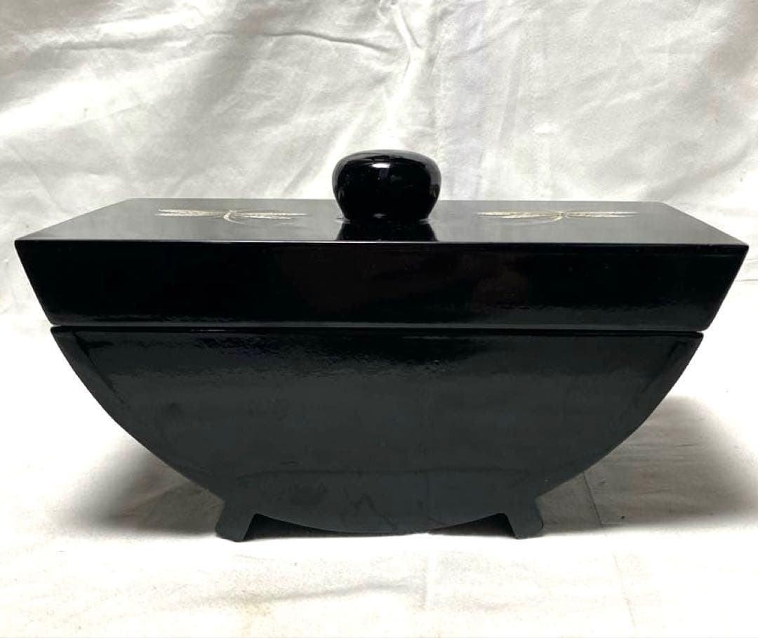 日本伝統工芸品 黒漆器 トンボ柄象嵌入り装飾 美品