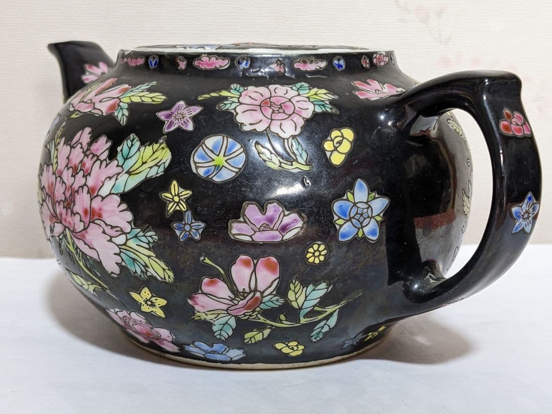 ♦中国古玩 花埋め図 景徳鎮窯 輸出用CHINA 茶道具 急須 古美術 骨董品